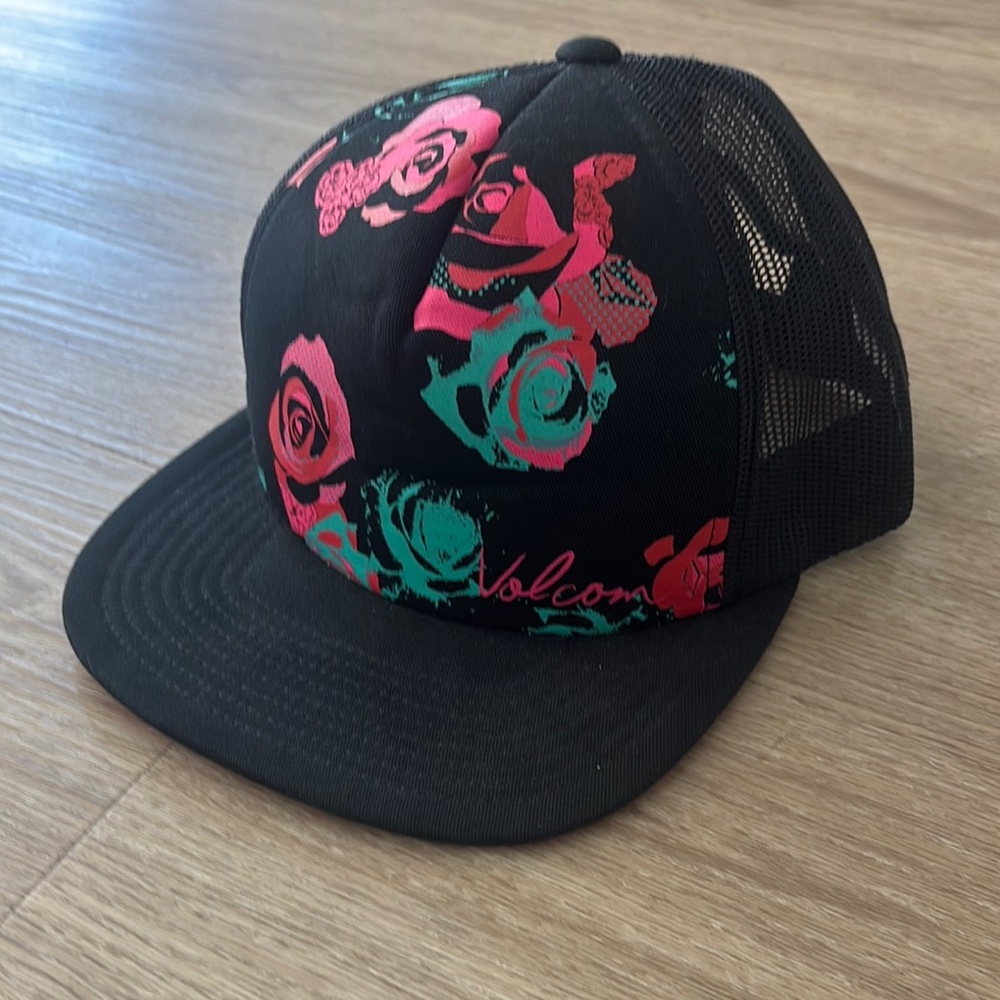 Volcom Black and Pink Floral Women's Cap